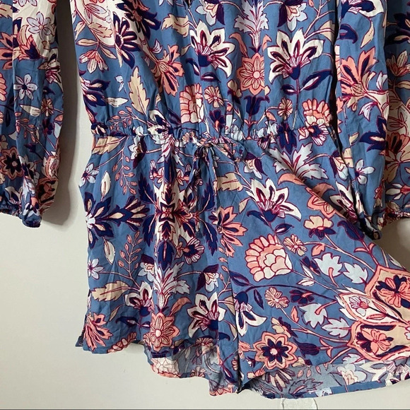 Old Navy Floral Romper Long Sleeve Hidden Button XS Boho Casual Chic - Picture 4 of 11
